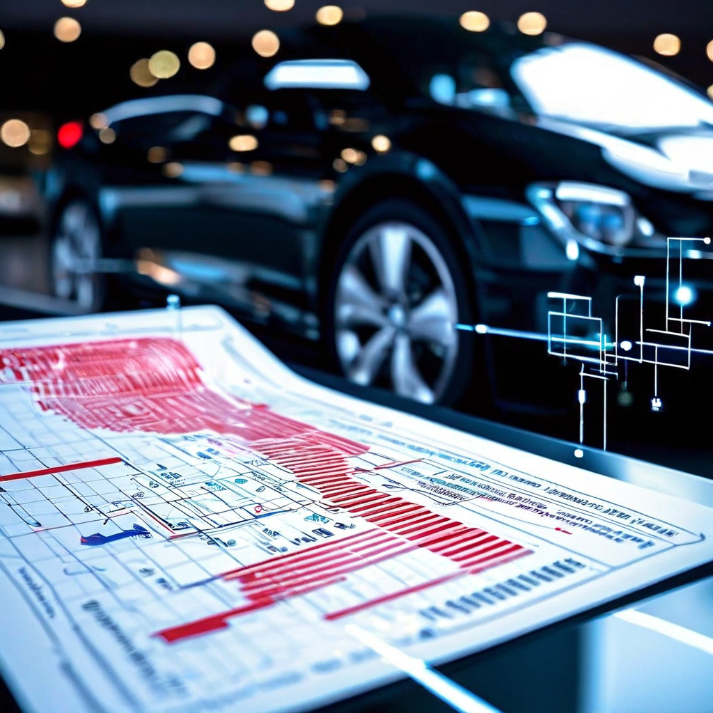 차량 유리창에 투영된 데이터 흐름 다이어그램 위에서 주차 위반 딱지가 최적화 알고리즘과 그래프에 의해 디지털 방식으로 해소되는 과정을 시각화한 개념 이미지입니다.